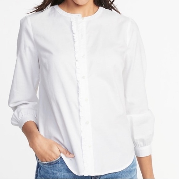 Old Navy Tops - Relaxed Ruffle Trim Button-Down Shirt